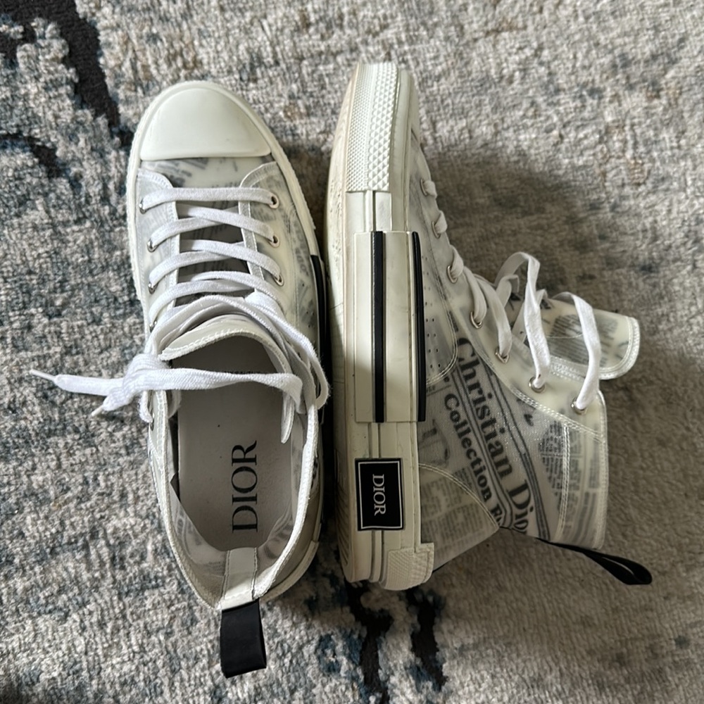 DIOR MEN by KIM JONES B23 Hi Top Newspaper Printed Sneakers